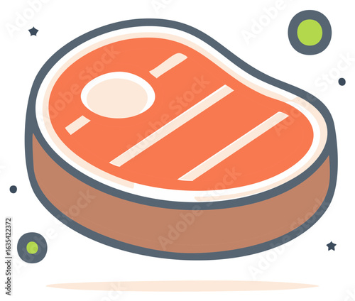 Stylized grilled steak icon illustration with brown and orange colors for food concepts