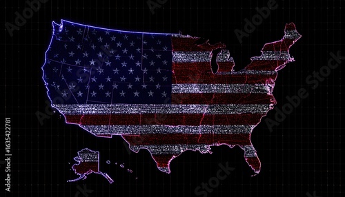 USA map with flag design