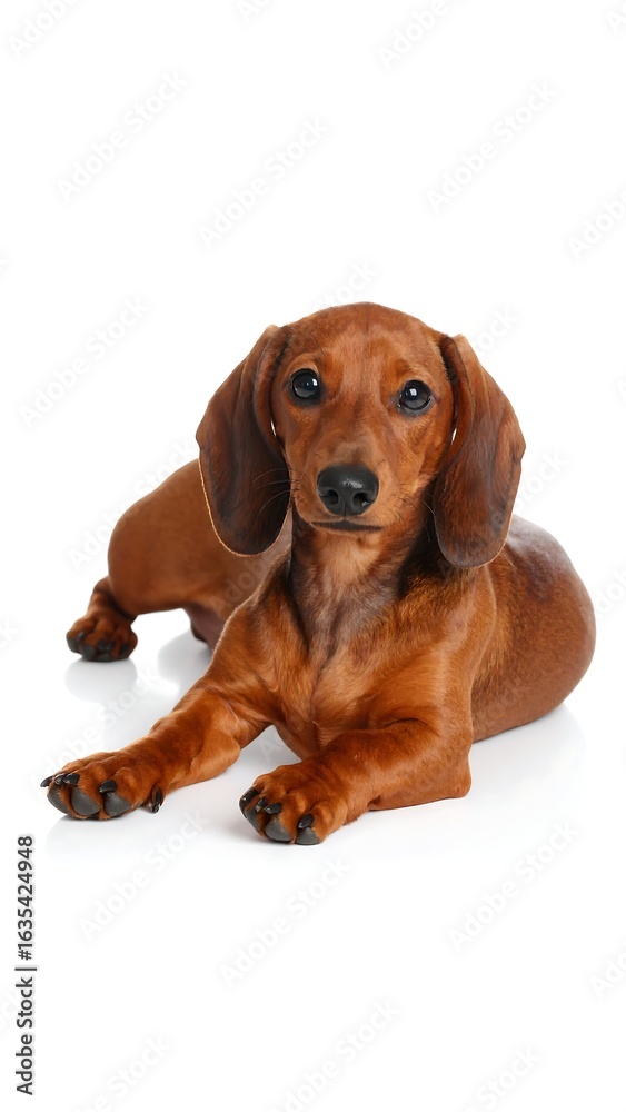 Dachshund resting, studio shot Dachshund resting, studio shot