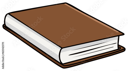 Classic brown hardcover book cartoon illustration for education and knowledge