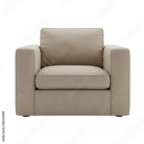 Isolated Beige Fabric Armchair Modern Comfortable Seating 3D Illustration