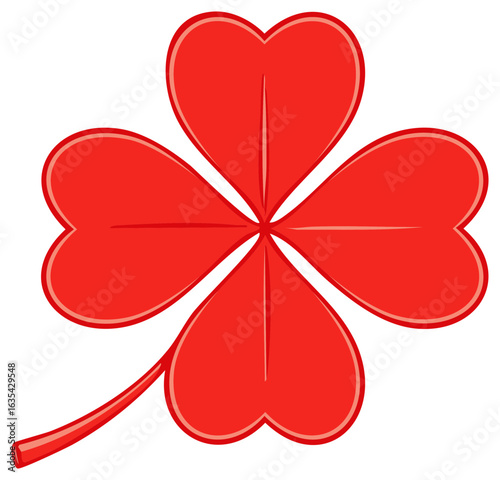 Red four-leaf clover illustration for Saint Patrick's Day or good luck
