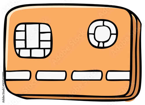 Stack of orange credit cards cartoon illustration for finance banking and ecommerce concepts