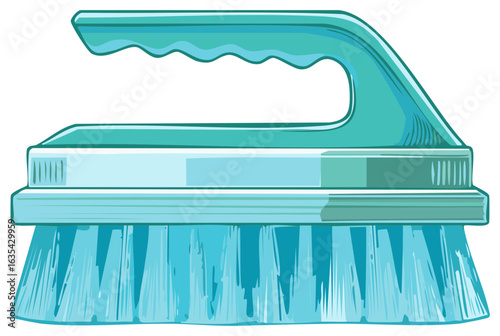 Teal Scrub Brush with Handle for Household Cleaning Tasks and Scrubbing Surfaces