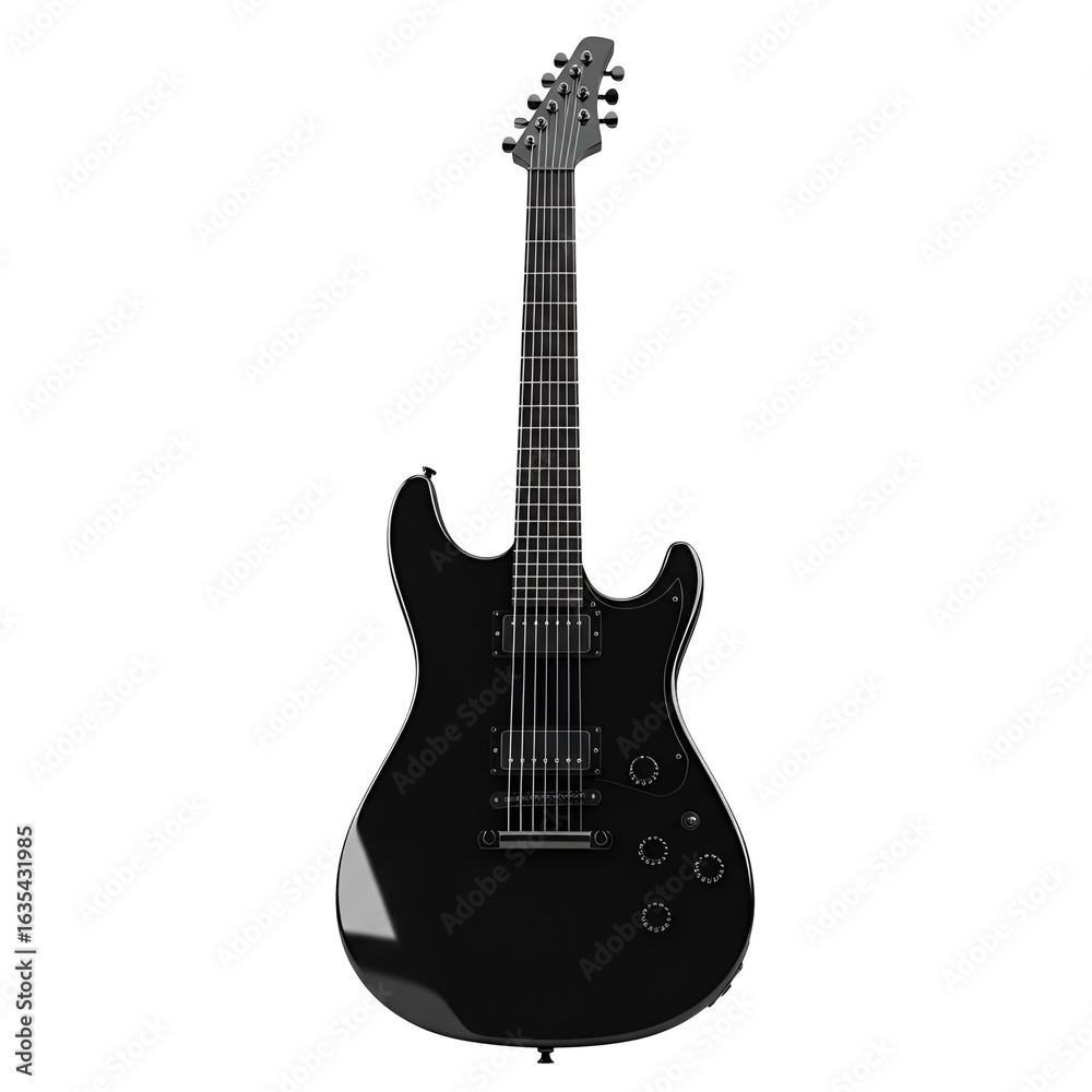 Naklejka premium Illustration Of Black Electric Guitar Isolated On Transparent Background