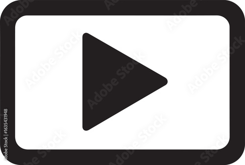 Silhouette vector of video play button icon, representing media playback, streaming, digital content, and online entertainment.