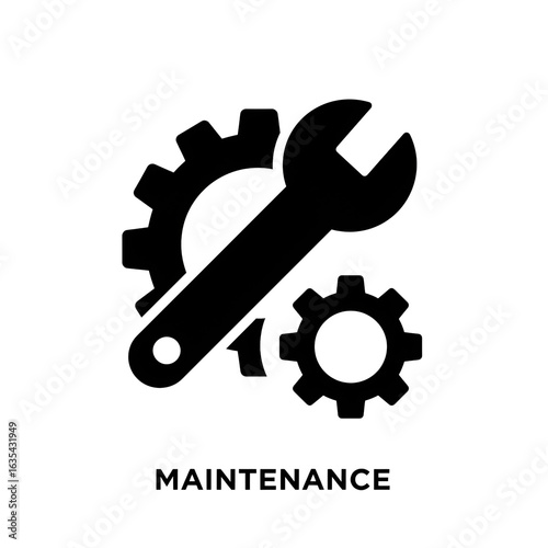 Illustration Of Black And White Tools Maintenance Icon On Transparent Background