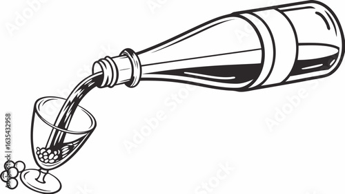 A fast red chopper motorcycle vector illustration is isolated on a black background