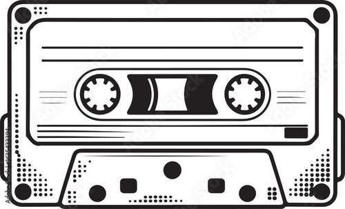 Vintage Audio Cassette Tape with Halftone and Grunge Texture Retro Mixtape Vector