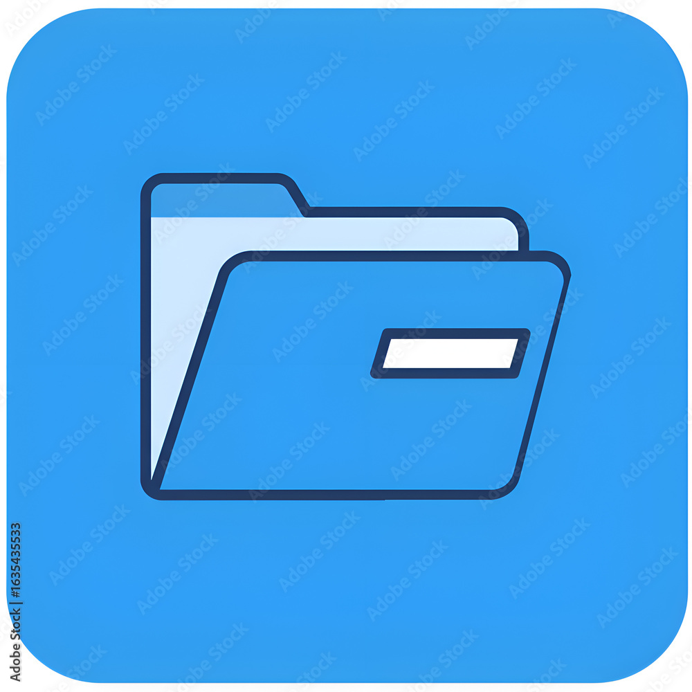 Obraz premium Illustrative Blue Folder Icon on a Square Background for Digital Interface