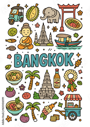 Bangkok Doodle Style EPS Vector