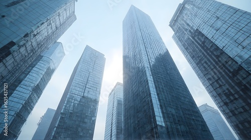Wallpaper Mural Low-Angle View of Modern Glass Skyscrapers in City Torontodigital.ca