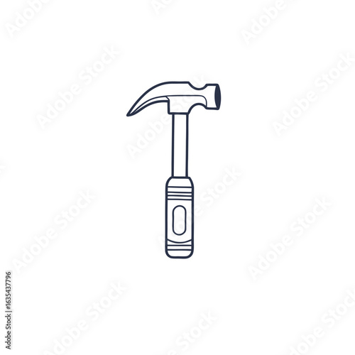 Simple outline drawing of a claw hammer isolated on white background