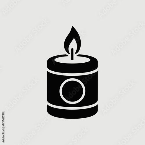 Minimalist Candle Silhouette with Flame Icon