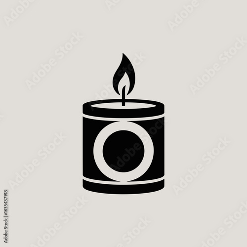 Minimalist Candle Silhouette with Flame Icon