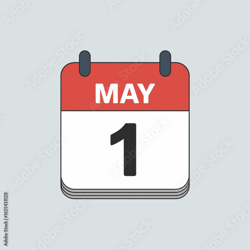 May 1 Calendar Icon Labour Day Illustration