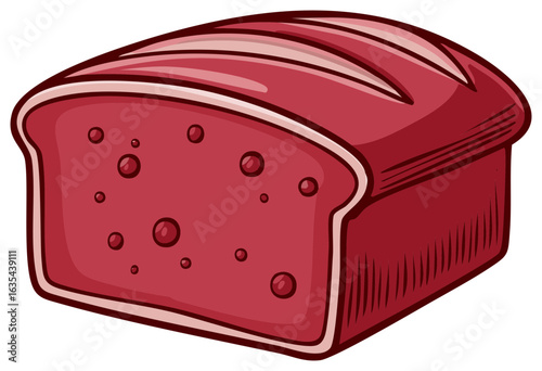 Vector illustration of a red loaf of bread with visible air bubbles