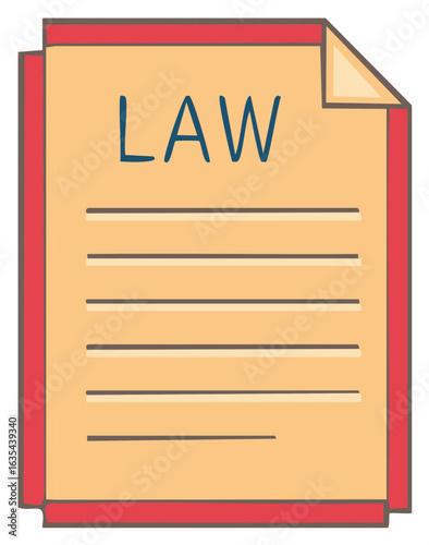 Illustration of law document with text on the page and folded top-right corner.