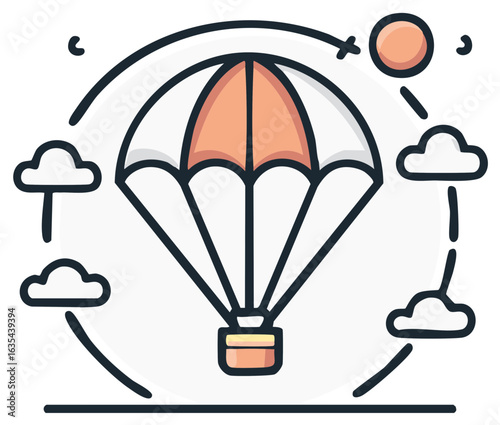 Parachute icon for airdrop delivery and landing process vector illustration