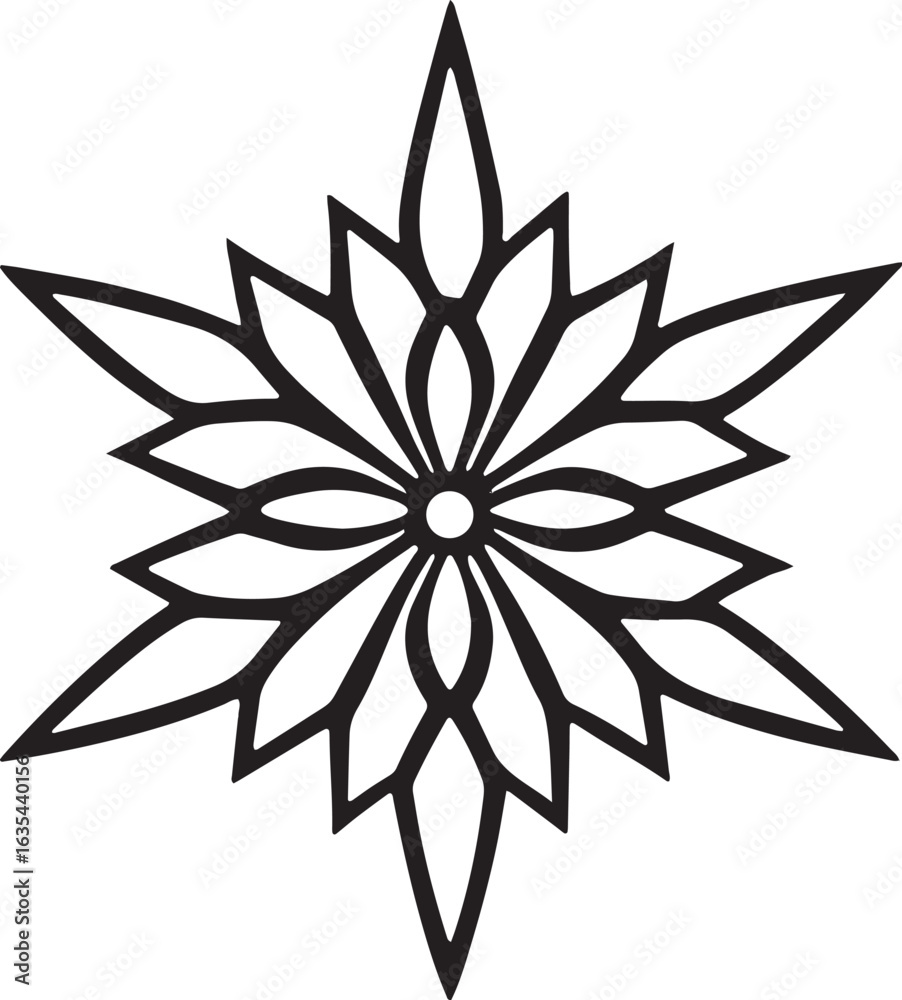 Obraz premium Geometric Snowflake Star Icon Illustration