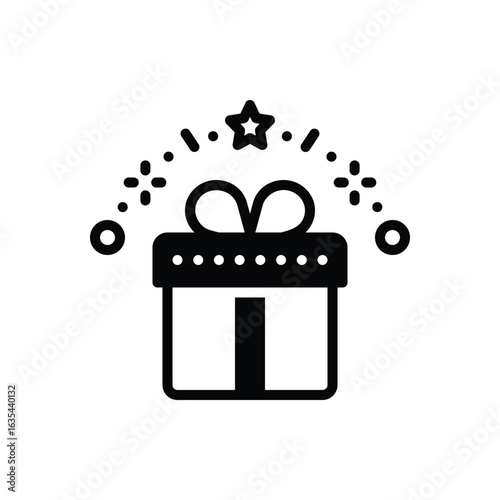 Black solid icon for gift