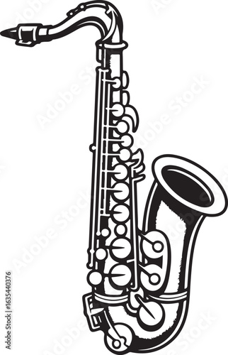 Vintage Saxophone Halftone Grunge Vector Element Jazz Instrument Illustration