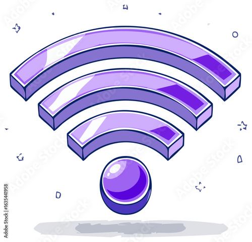 Vibrant purple WiFi signal icon representing modern wireless internet connection