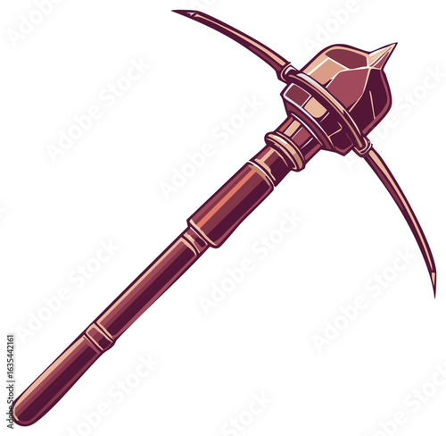 Stylized Medieval War Pickaxe Or Warhammer Weapon Illustration Isolated Digital Art