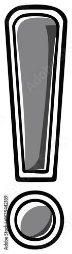 Bold Gray Exclamation Mark Symbol with a Simple Line Art Style