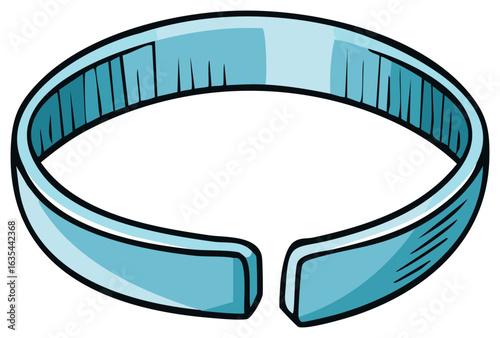 Light blue open bracelet or pet collar in a cheerful cartoon style illustration isolated
