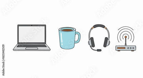 Modern office supplies illustration