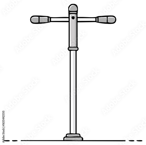 T Bar or Gymnast Parallettes Training Equipment Illustration Workout Strength Conditioning, Isolated, Outline