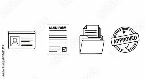 Office documents forms and stamp illustration