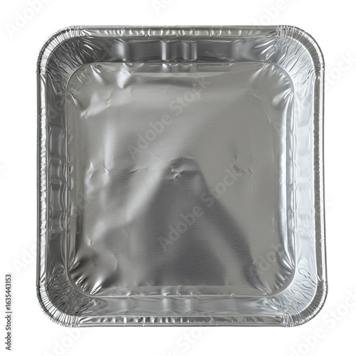 Isolated Aluminum Foil Tray on Transparent Background Top View