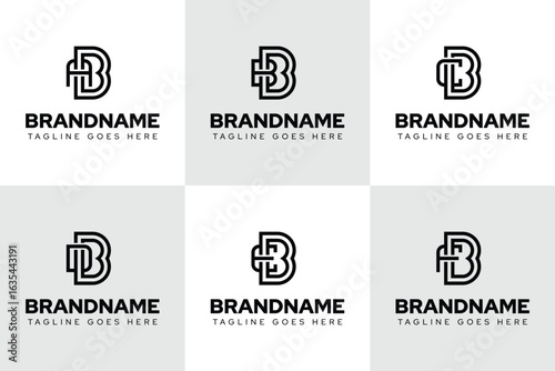 Letters BAB BBB BCB BDB BEB BFB Monogram Logo Set