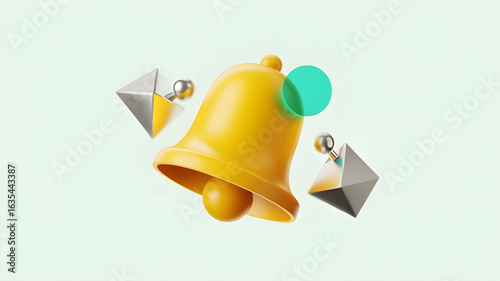 Modern Notification Bell Icon in 3D Style