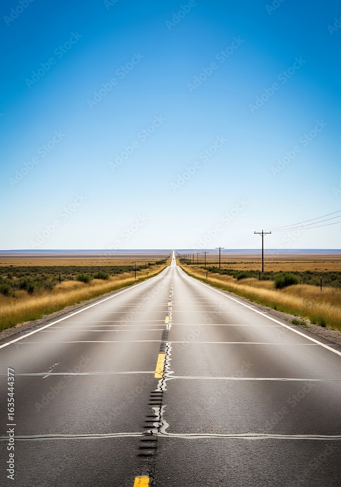 Fototapeta premium Endless highway under clear skies offers a sense of freedom and adventure for travel