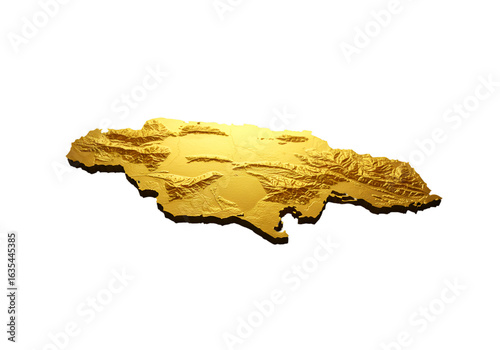 Gold Jamaica Map Illustration Isolated On A Black Transparent Background