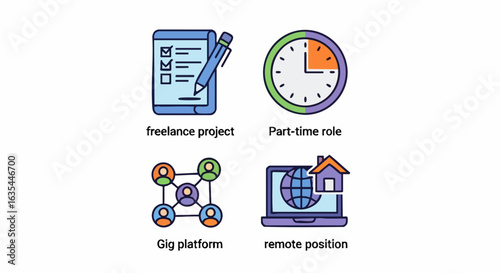 Modern work from home concepts icons