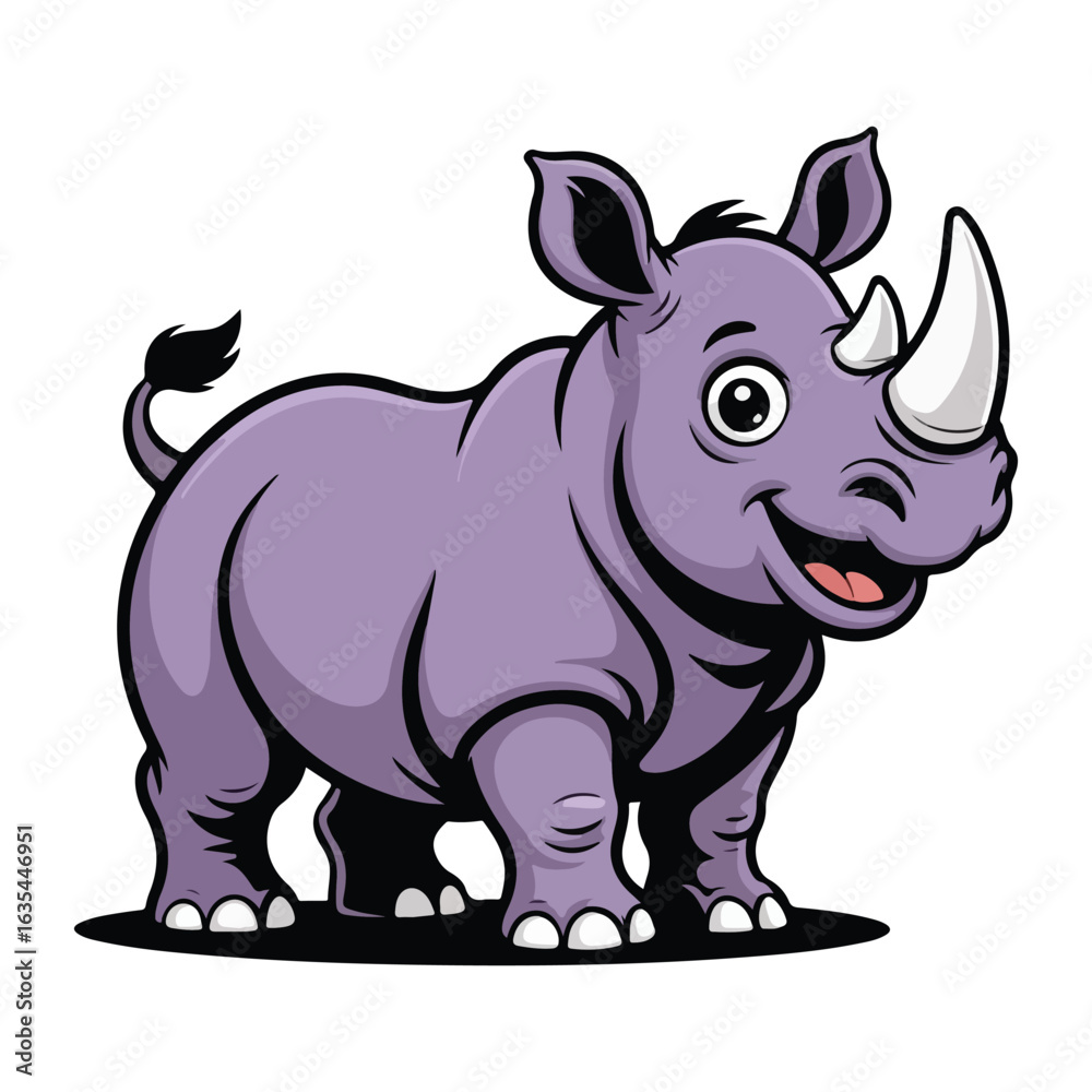 Fototapeta premium A funny cartoon rhinoceros vector illustration