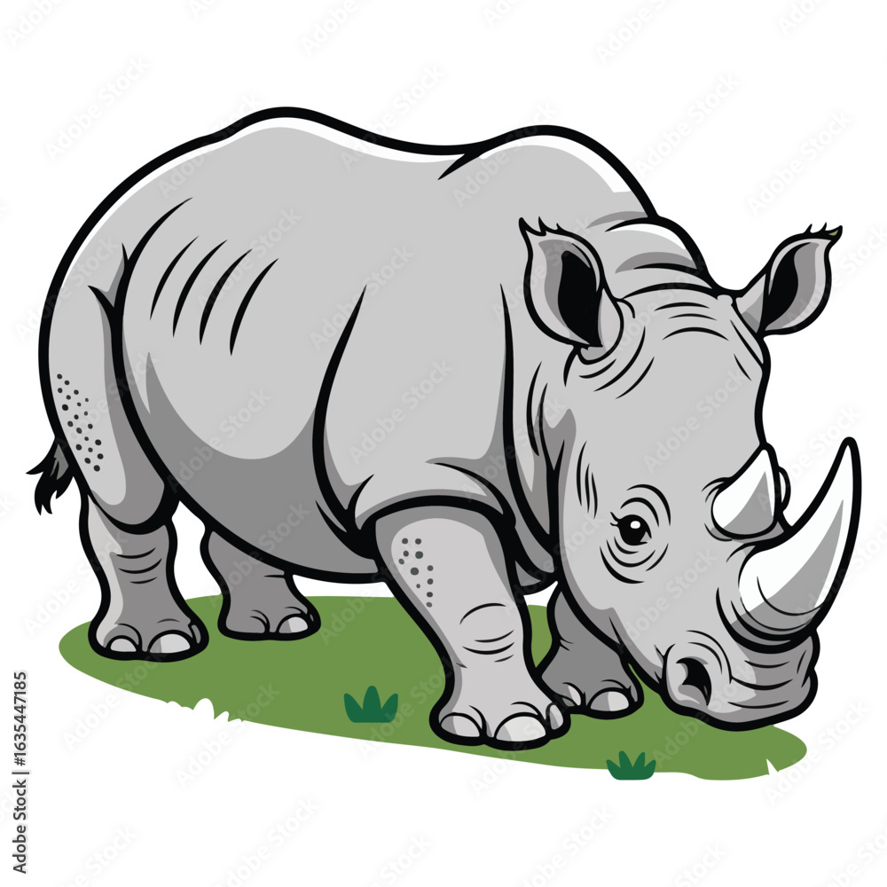 Fototapeta premium A funny cartoon rhinoceros vector illustration