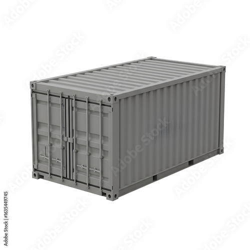 Isolated Gray Shipping Container Illustration On Transparent Background