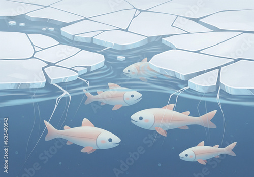 fish swimming under the ice