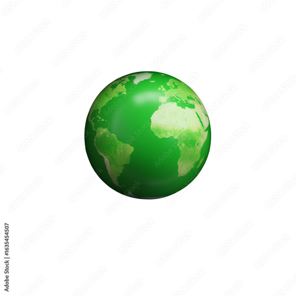 Fototapeta premium Green 3D Rendered Earth Globe Isolated Against Black Transparent Background