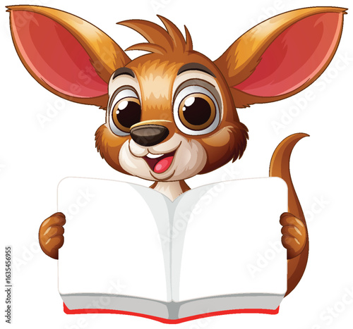 Cute Kangaroo Reading a Book
