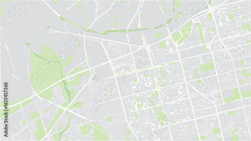 Vector aerial view of a city map with parks and streets in a light color palette showing urban planning layout