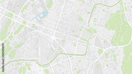 Vector aerial view of a city map with parks and roads in a light color scheme showcasing urban planning design