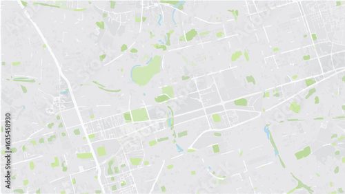 Vector aerial view of a city map with roads and green spaces in a muted color palette creating a calm scene