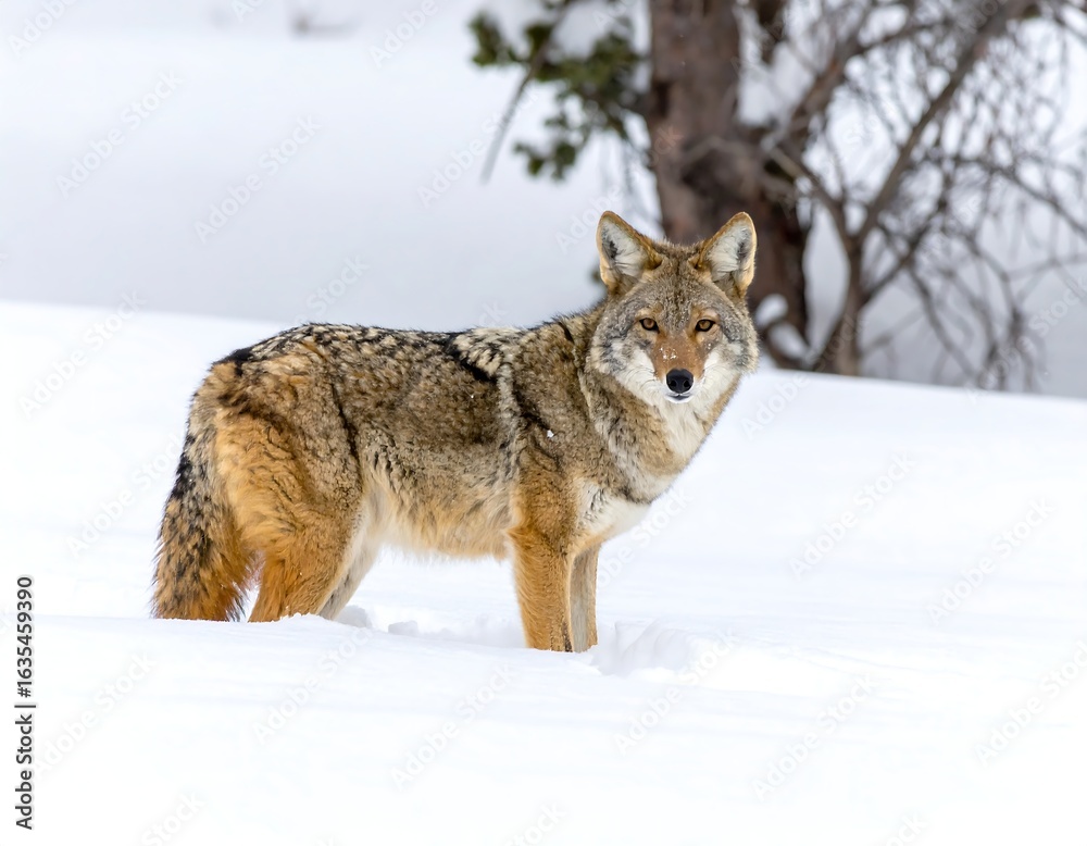 Fototapeta premium Coyotes in a snowy landscape