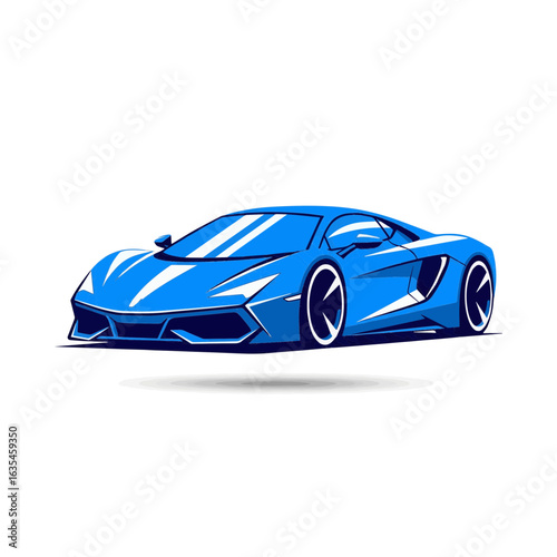 Blue Sports Car Vector Illustration